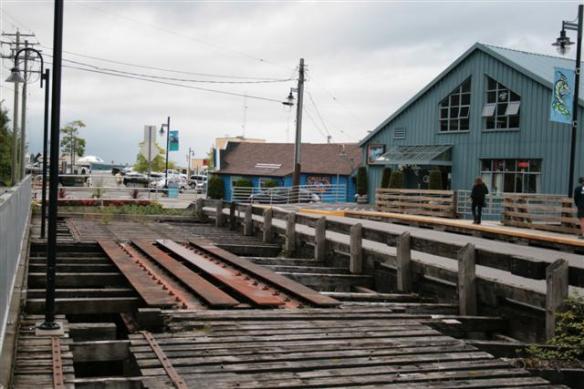 Old railway tracks at the waterfront..