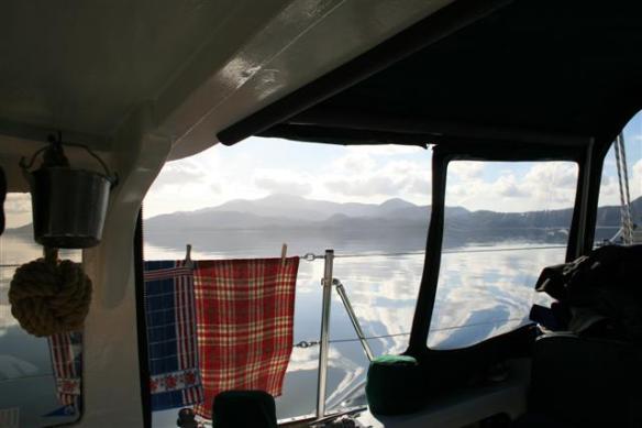 Dishtowels drying with such an amazing view in the background.