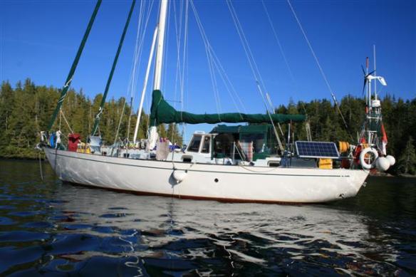 Curtsy at anchor in Sea Otter inlet.