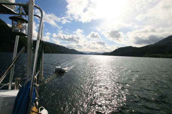 Behind the boat, beautiful sunny day.......