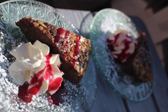 So yummy, something with berries,and dates and whipping cream, berry sauce over top, fresh coffee, dutch style, we were very happy!!!