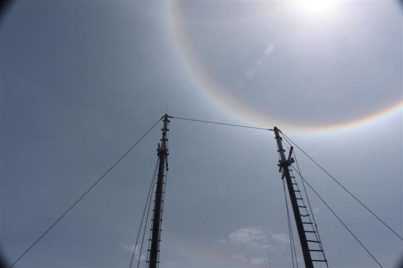 That day, a halo appeared around the sun, a very dark color, and a second one appeared later on, i had never seen one so dark in color.