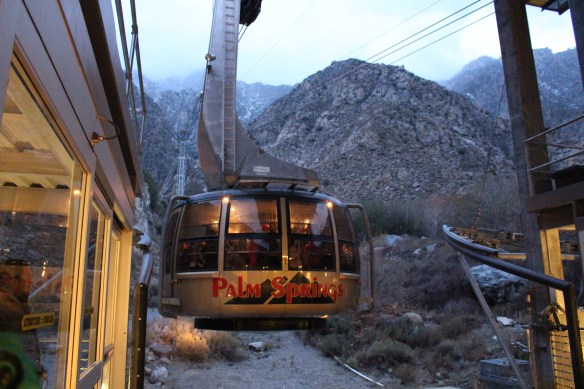 Tram, coming up the mountain.