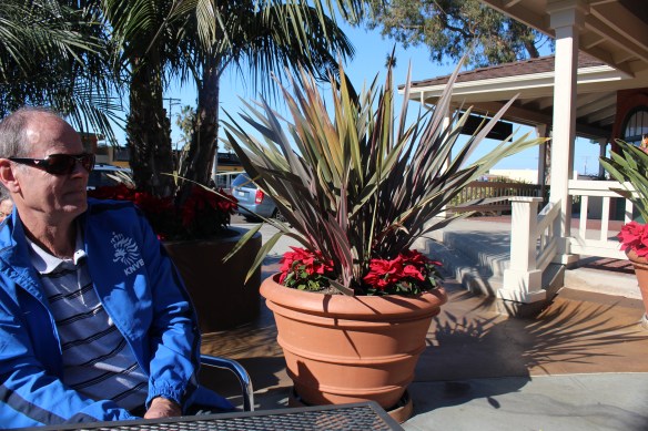 Roel enjoying his "bakkie" coffee, sitting in the Encinitas sunshine!!
