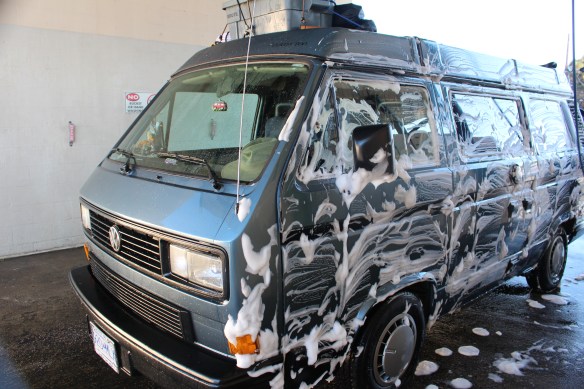 Washing off the desert dust.