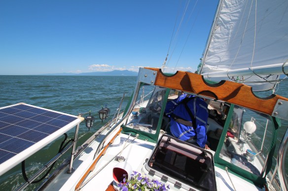 Halfway across towards Vancouver.