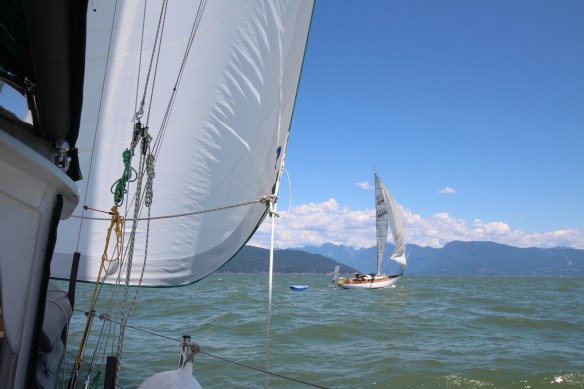 beautiful wooden sloop crossed our path.