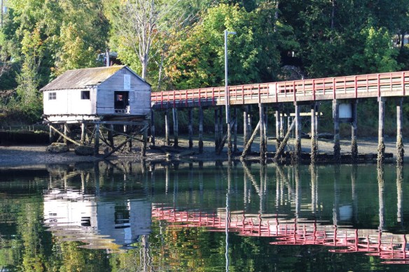 The little old building on pilings, at the government docks. Folks are making bets as to how long it will still stand.....