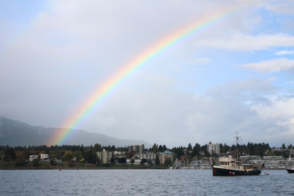 Before the storms.... rainbow over Nanaimo harbour.