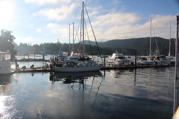 Ice is slowly melting away from the boat.