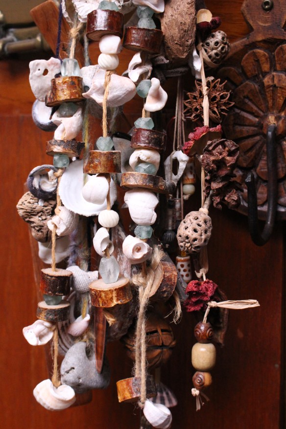 hanging art on the boat and about growing vegies 014